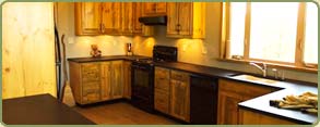 #2 and better blue stained pine cabinets