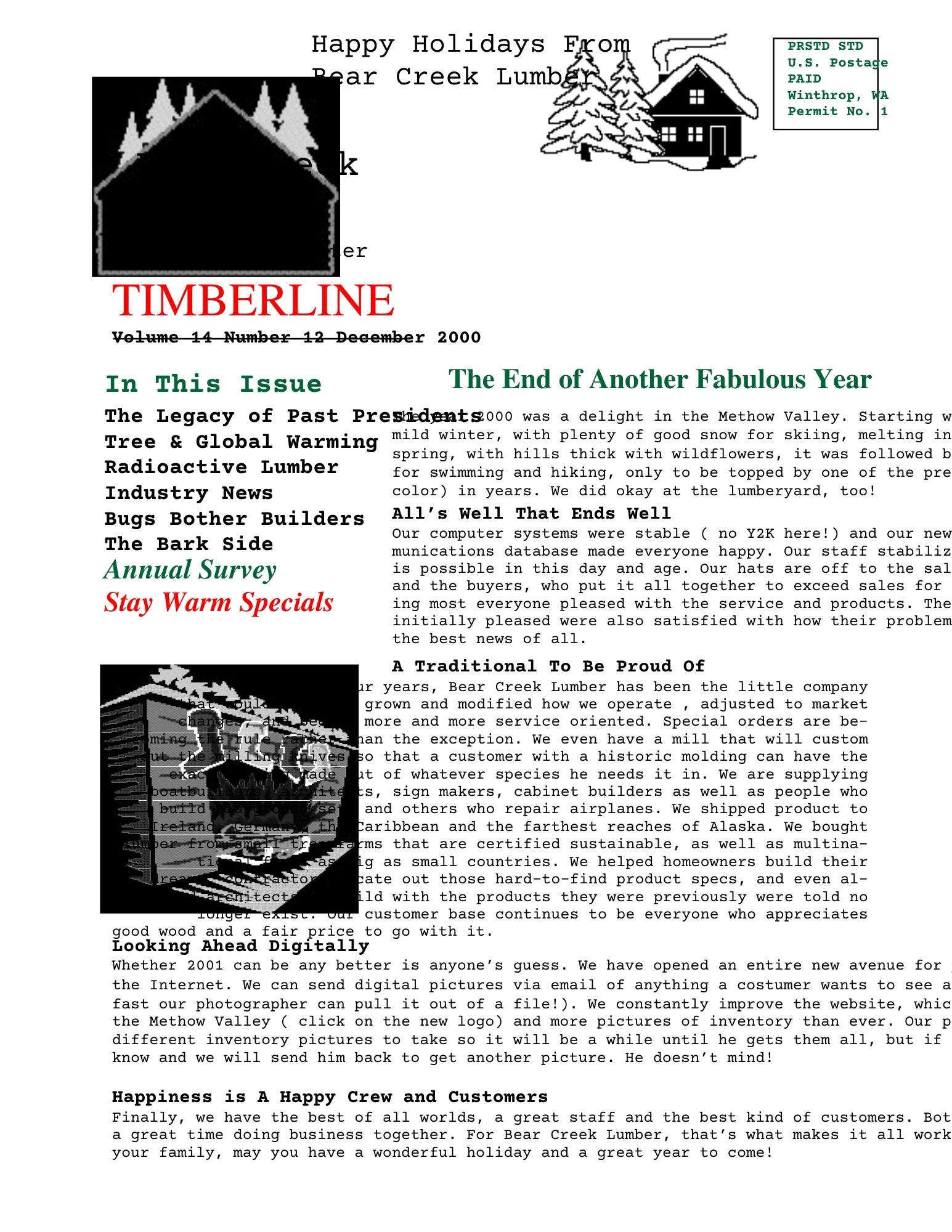 Timberline Newsletter December 2000 Bear Creek Lumber