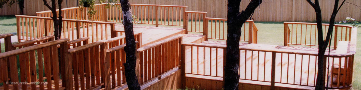 Western Red Cedar Timbers Installed as Railings Around An Alaskan Yellow Cedar Deck