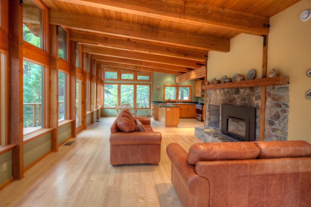Western Red Cedar Paneling and Timbers in a Post and Beam Style