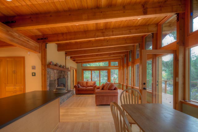 Western Red Cedar Paneling and Timbers in a Post and Beam Style