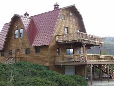 Weathered Western Red Cedar Siding, Trim, Beams, Soffits And Deck Railings With Stain